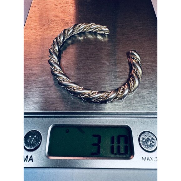 Vintage Sterling Silver 925 Twisted Rope Cuff Bracelet 5.25” Estate Jewelry - Picture 8 of 9